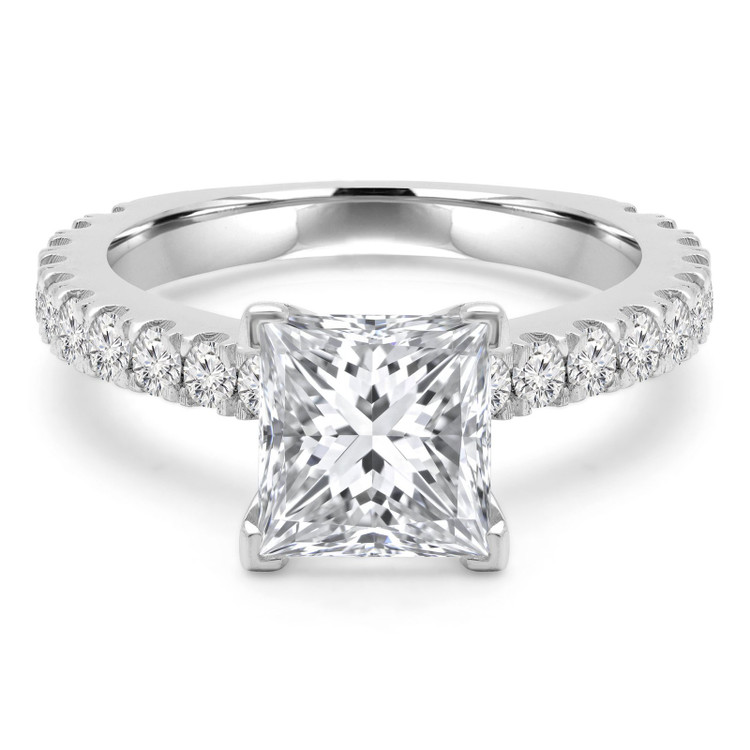 Princess Diamond Solitaire with Accents Engagement Ring in White Gold (MVS0309-W)