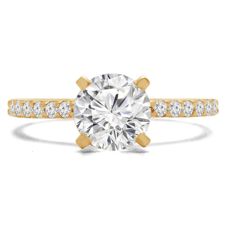 Round Diamond Solitaire with Accents Engagement Ring in Yellow Gold (MVSS0047-Y)