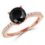 Round Black Diamond Solitaire with Accents Engagement Ring in Rose Gold with Accents (MVSB0016-R)