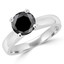 Round Black Diamond Solitaire Engagement Ring in White Gold (MVSB0034-W)