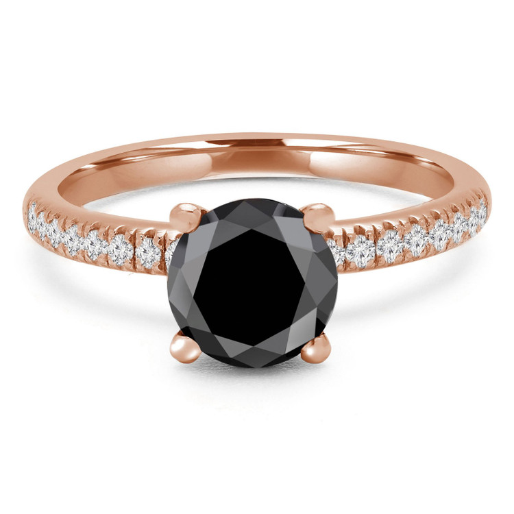 Round Black Diamond Solitaire with Accents Engagement Ring in Rose Gold (MVSB0045-R)