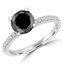 Round Black Diamond Solitaire with Accents Engagement Ring in White Gold (MVSB0045-W)