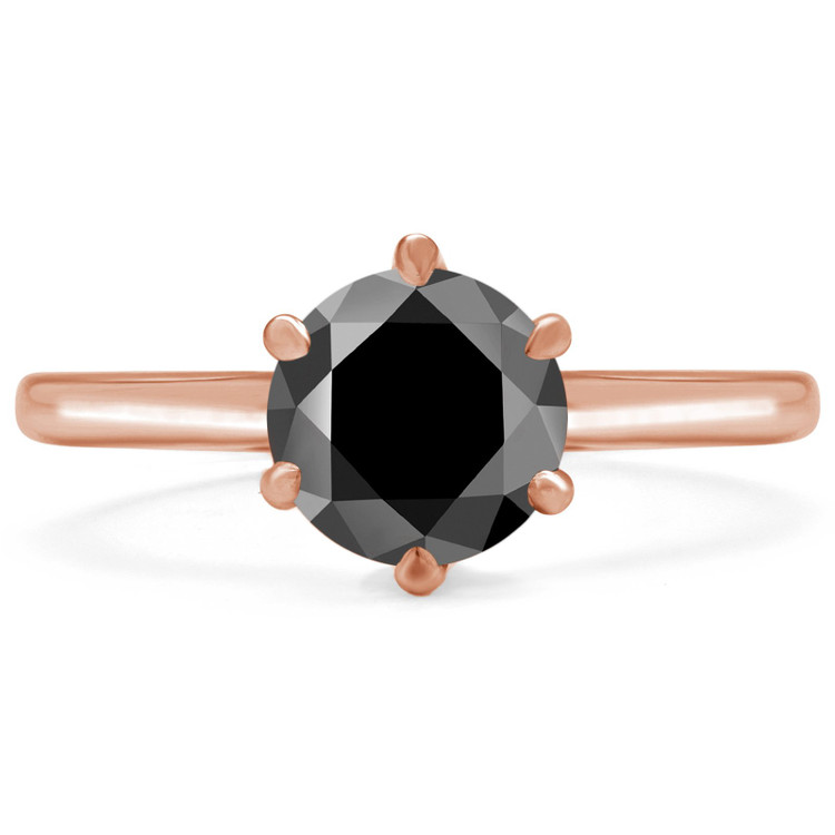 Round Black Diamond 6-Prong Solitaire Engagement Ring in Rose Gold (MVSB0049-R)