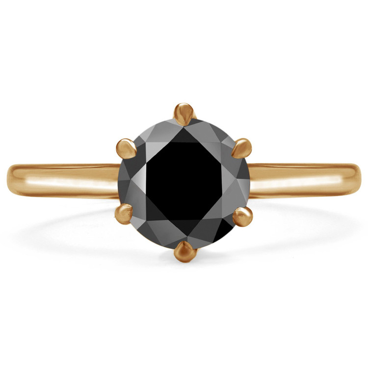 Round Black Diamond 6-Prong Solitaire Engagement Ring in Yellow Gold (MVSB0049-Y)