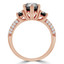 Round Black Diamond Three-Stone Engagement Ring in Rose Gold with Accents (MVSX0013-R)