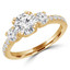 Round Diamond Three-Stone Engagement Ring in Yellow Gold with Accents (MVSX0022-Y)