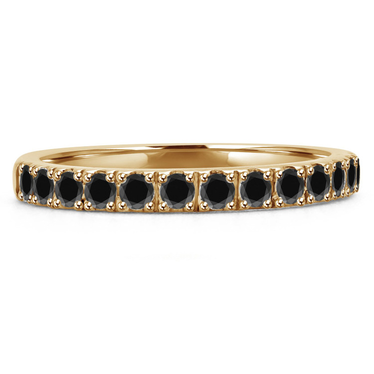 Round Black Diamond Semi-Eternity Wedding Band Ring in Yellow Gold (MVSXB0022-Y)