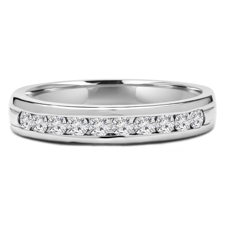 Round Diamond Channel Set Semi-Eternity Wedding Band Ring in White Gold (MVSXB0042-W)