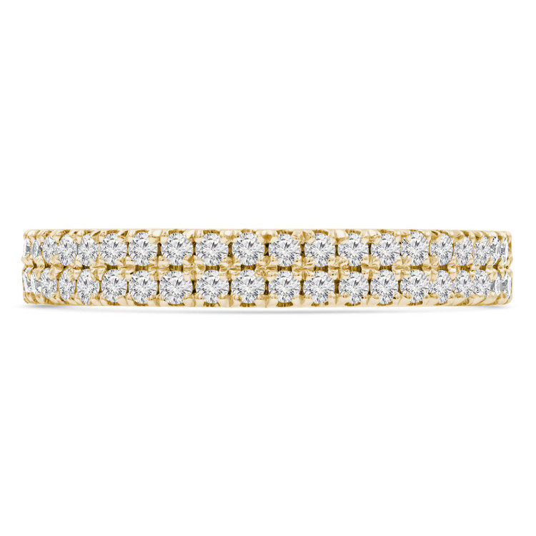 Round Diamond Two-row Semi-Eternity Wedding Band Ring in Yellow Gold (MVSXB0070-Y)