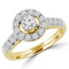 1 CTW Round Diamond Halo Engagement Ring in 14K Yellow Gold (MDR150041)
