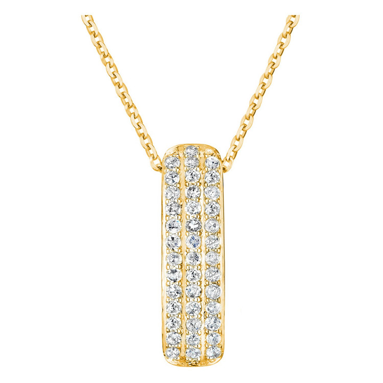 1/8 CTW Round Diamond Three Row Pendant Necklace in 14K Yellow Gold With Chain (MV3295)