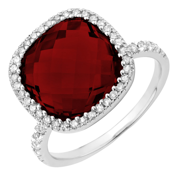 4 1/2 CTW cushion Red Garnet Cocktail Engagement Ring in 14K White Gold (MV3307)