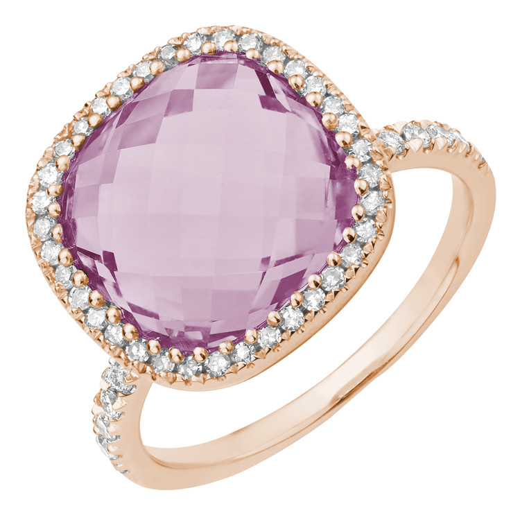 7 2/5 CTW cushion Pink Amethyst Cocktail Engagement Ring in 14K Rose Gold (MV3310)