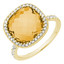 5 3/8 CTW cushion Orange Citrine Cocktail Engagement Ring in 14K Yellow Gold (MV3312)