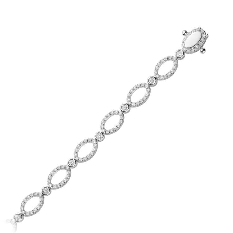 1 1/20 CTW Round Diamond Link Bracelet in 14k White Gold (MV3410)
