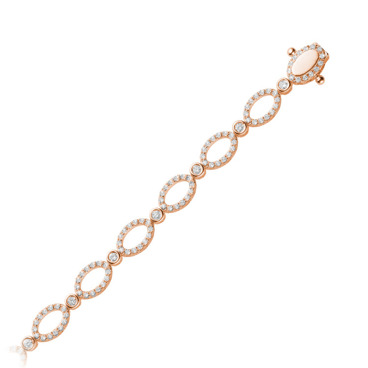 1 1/20 CTW Round Diamond Link Bracelet in 14k Rose Gold (MV3411)