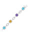 9 1/8 CTW Round Blue Orange Purple multi-stone Link Bracelet in 14k White Gold (MV3415)