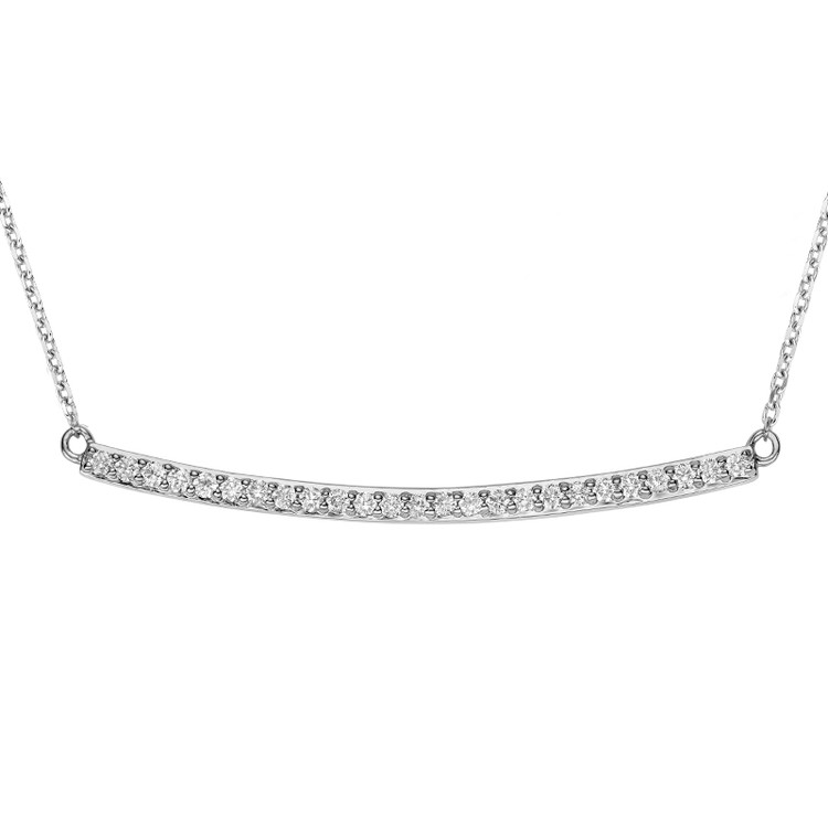 1/7 CTW Round Diamond Bar Pendant Necklace in 14k White Gold With Chain (MV3432)
