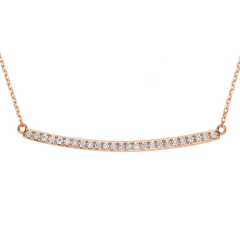 1/7 CTW Round Diamond Bar Pendant Necklace in 14k Rose Gold With Chain (MV3433)