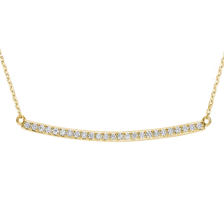 1/7 CTW Round Diamond Bar Pendant Necklace in 14k Yellow Gold With Chain (MV3434)