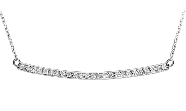 1/4 CTW Round Diamond Bar Pendant Necklace in 14k White Gold With Chain (MV3435)