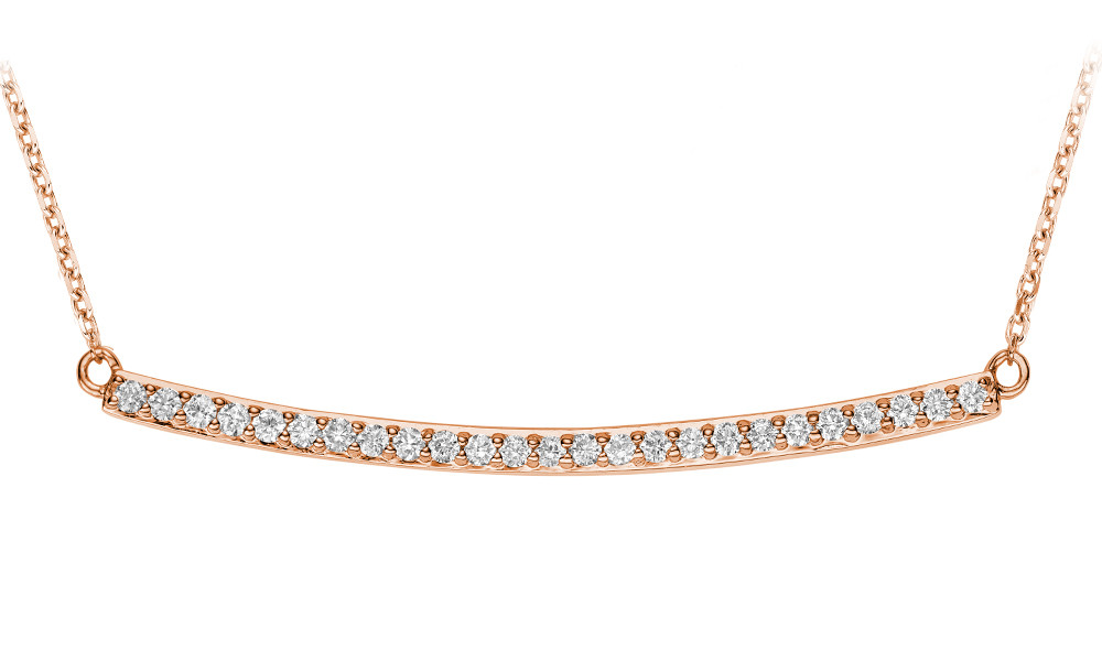 1/4 CTW Round Diamond Bar Pendant Necklace in 14k Rose Gold With Chain (MV3436)