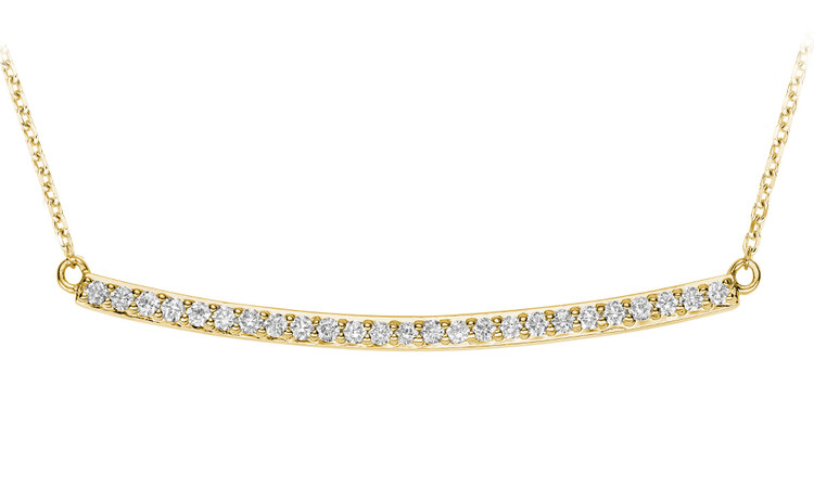 1/4 CTW Round Diamond Bar Pendant Necklace in 14k Yellow Gold With Chain (MV3437)