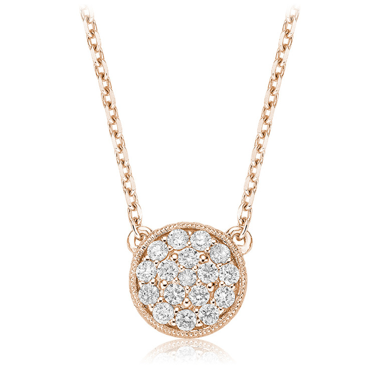 1/4 CTW Round Diamond Cluster Pendant Necklace in 14k Rose Gold With Chain (MV3461)