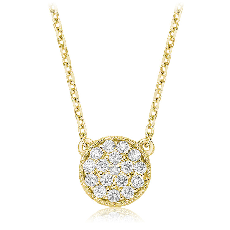 1/4 CTW Round Diamond Cluster Pendant Necklace in 14k Yellow Gold With Chain (MV3462)