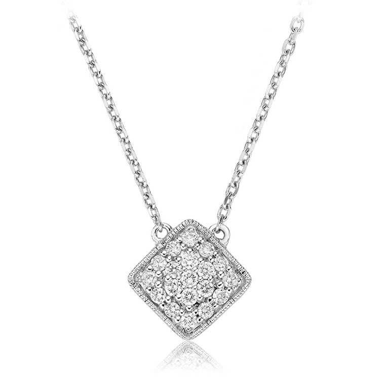 1/4 CTW Round Diamond Cluster Pendant Necklace in 14k White Gold With Chain (MV3463)