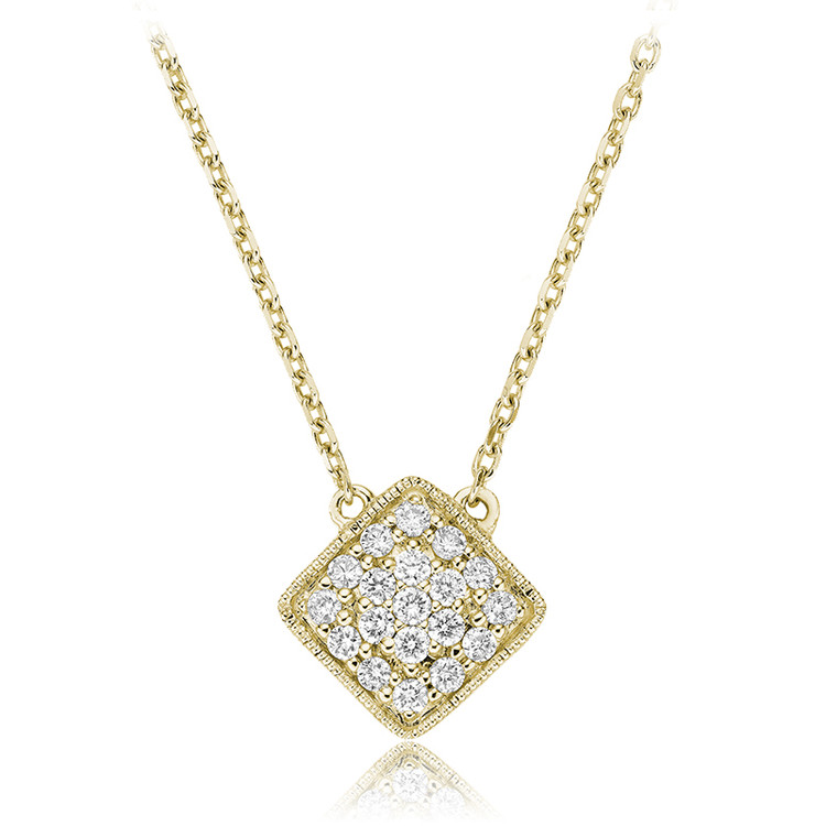 1/4 CTW Round Diamond Cluster Pendant Necklace in 14k Yellow Gold With Chain (MV3465)