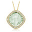 7 1/3 CTW Round green amethyst Halo Pendant Necklace in 14k Yellow Gold With Chain (MV3488)