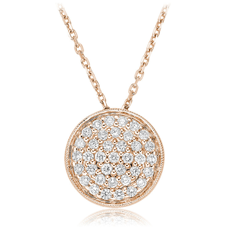 1/2 CTW Round Diamond Cluster Pendant Necklace in 14k Rose Gold With Chain (MV3518)