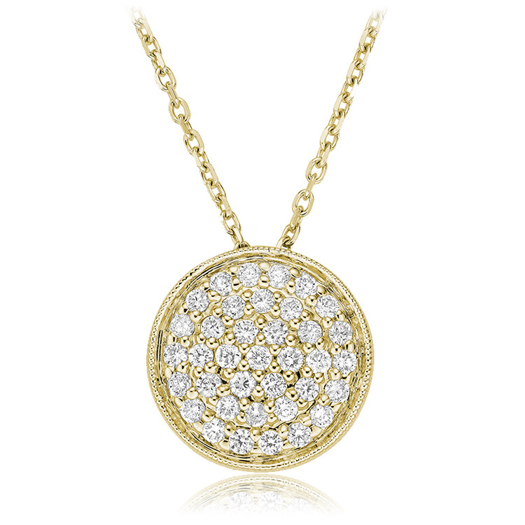 1/2 CTW Round Diamond Cluster Pendant Necklace in 14k Yellow Gold With Chain (MV3519)