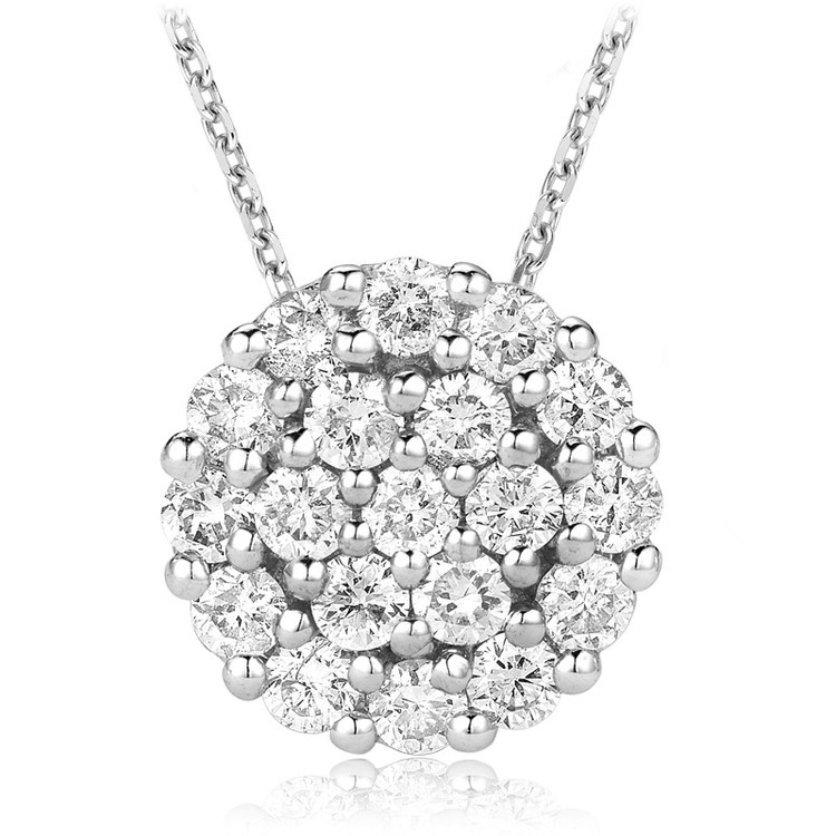 2/5 CTW Round Diamond Cluster Pendant Necklace in 14k White Gold With Chain (MV3520)