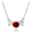 7/8 CTW Round red Ruby Three-Stone Pendant Necklace in 14k White Gold With Chain (MV3524)
