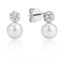Round white Pearl Stud Earrings in 14k White Gold (MV3541)