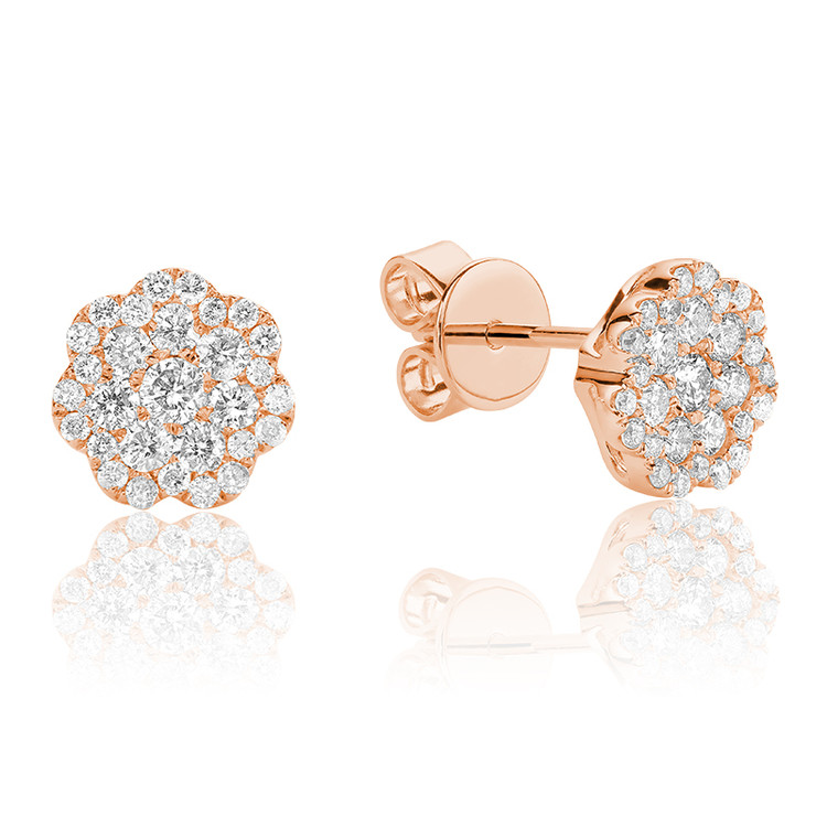 2/5 CTW Round Diamond Stud Earrings in 14k Rose Gold (MV3555)