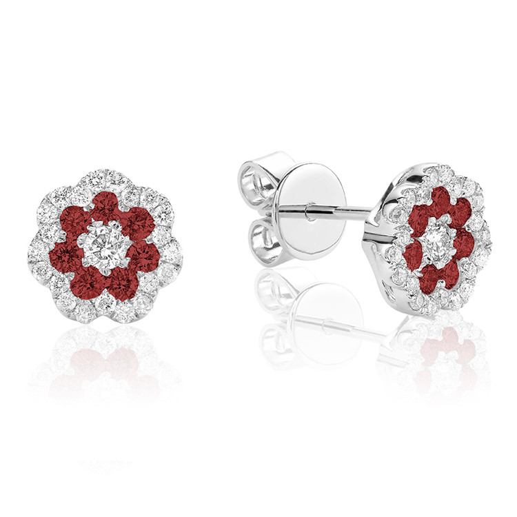 5/8 CTW Round red Ruby Stud Earrings in 14k White Gold (MV3556)