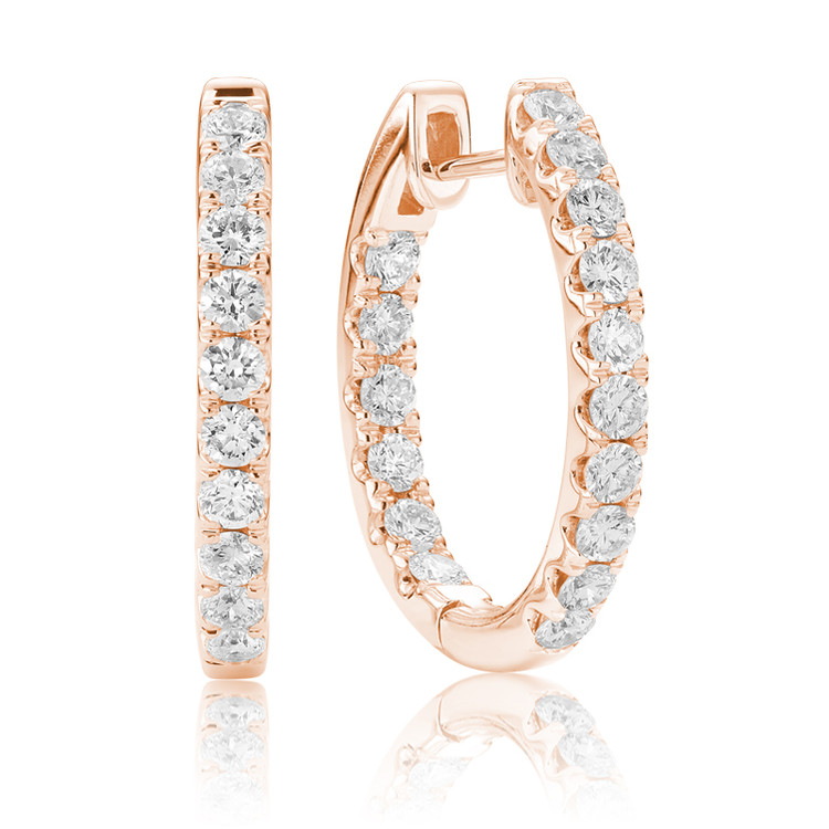 3/4 CTW Round Diamond Hoop Earrings in 14k Rose Gold (MV3571)