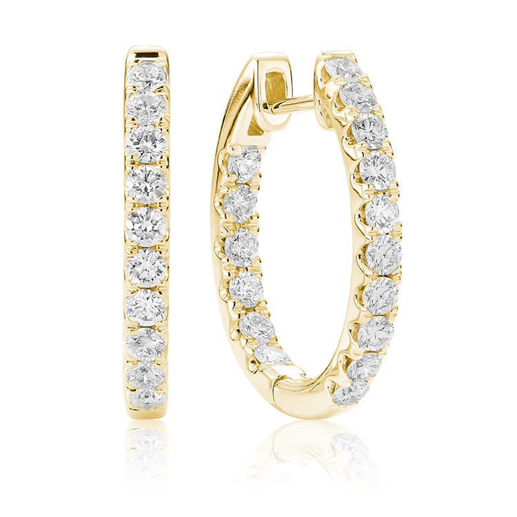 3/4 CTW Round Diamond Hoop Earrings in 14k Yellow Gold (MV3572)