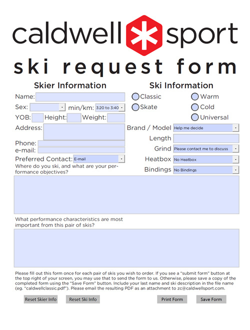 Ski Request Form