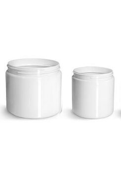 White Straight Wall jar with white cap.
