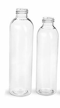 PET Plastic Clear Bullet bottle with black cap of choice 