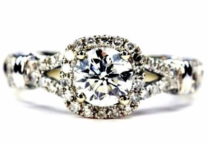 Antique Split Shank Halo Engagement Ring