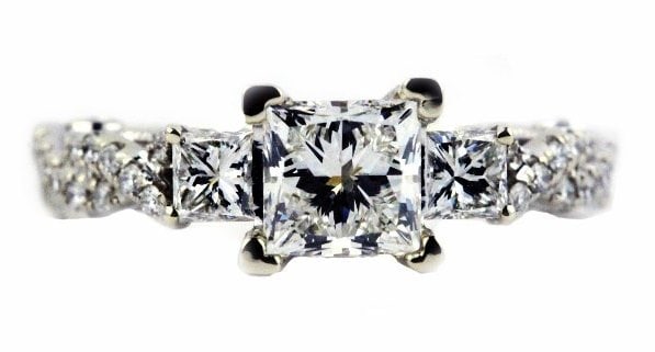 Unique princess cut engagement ring