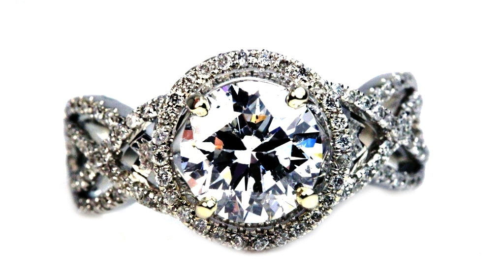 unique swirl halo engagement ring