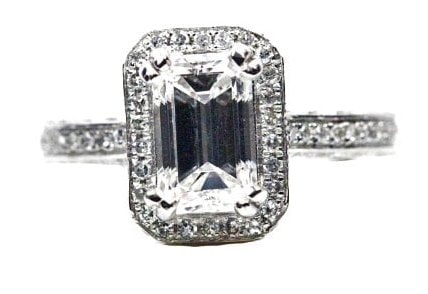 Unique Emerald Engagement Ring Halo