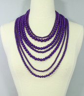 Purple Layered Beaded Necklace Set