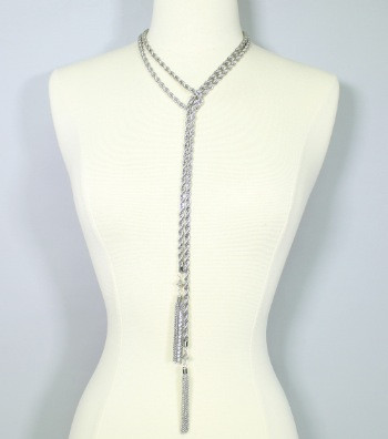 Rope Chain Necklace with Rhinestone Tassel